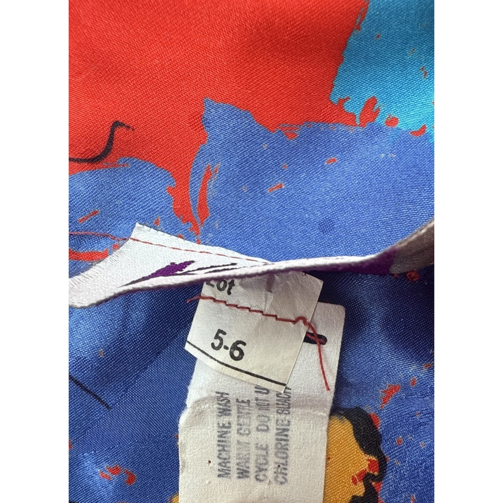 Kono Vintage Dress Womens 5/6 Red Blue Floral lined pockets shoulder pads - Picture 6 of 14